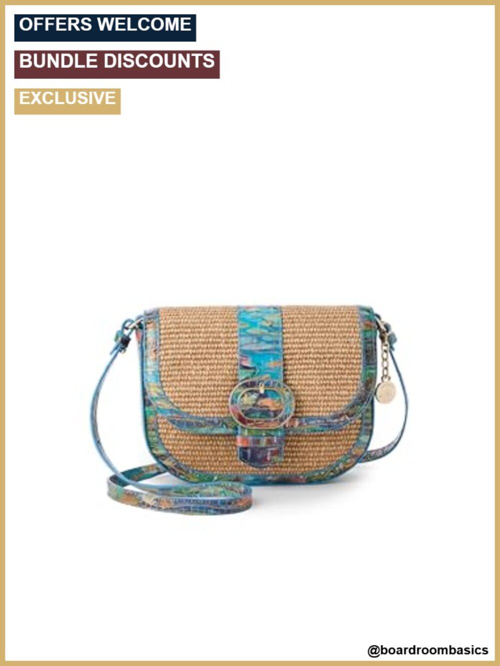 Brahmin Portia Waterlily Abloom Crossbody Bag with Turn-Lock Closure